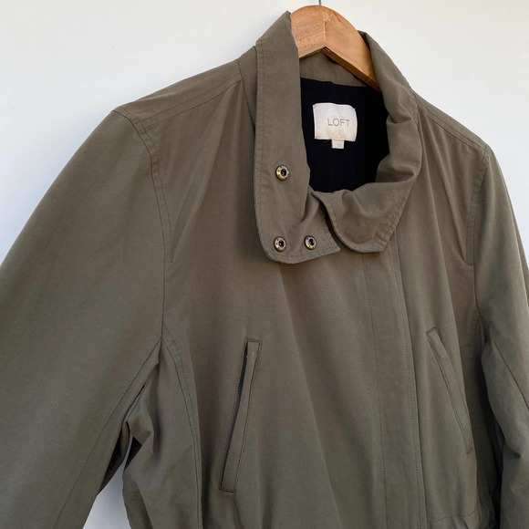 Loft Army Green Drawstring Utility Jacket womens size L - Picture 3 of 10